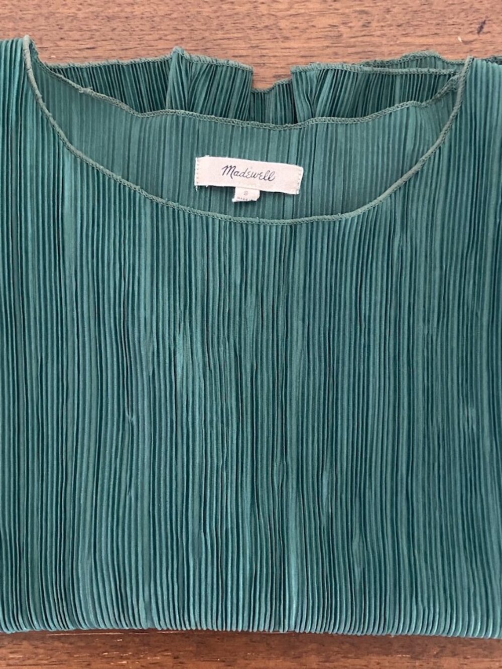 Madewell Texture & Thread Micropleat Top – Dark Green (S) - $12
